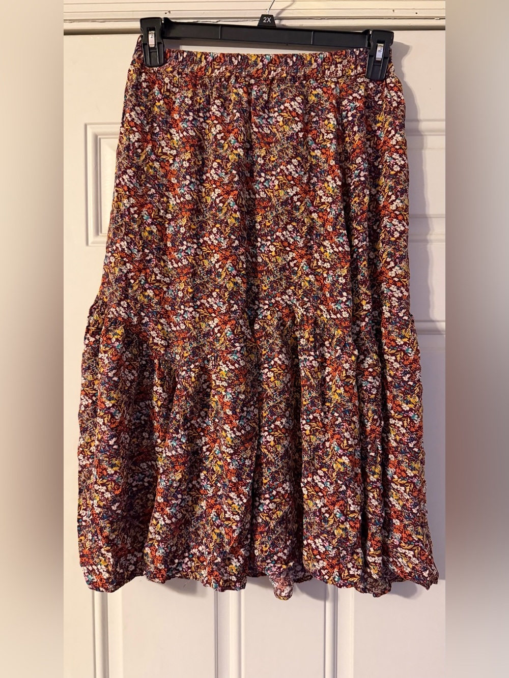 Natural Life-  Floral Tiered Midi Skirt in Multi color